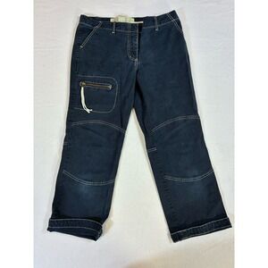 Sitwell Women's Size 6 Navy Blue Cargo Pants Contrast Stitch Zip Pocket Workwear